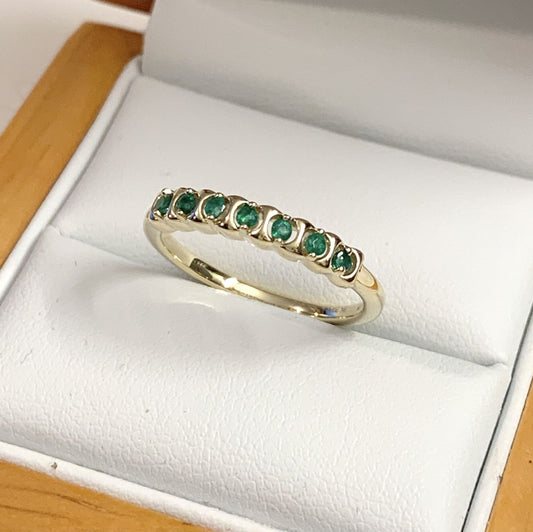 Green Emerald Eternity Ring Yellow Gold