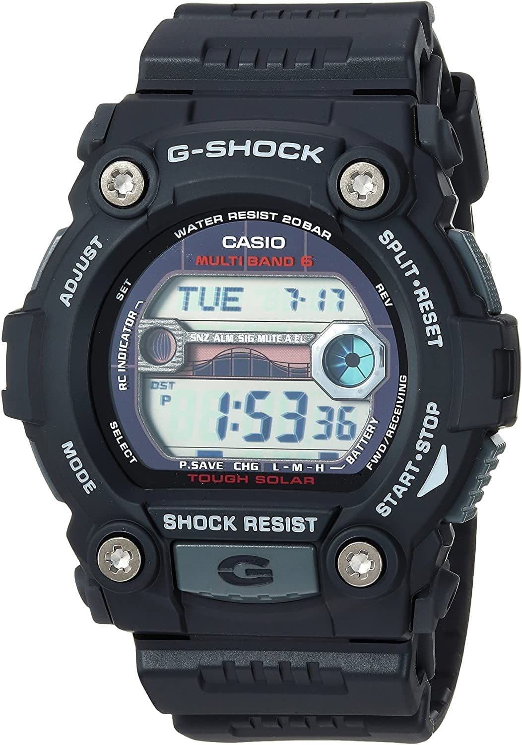 GW-7900-1ER  Casio g shock black round digital rubber strap watch