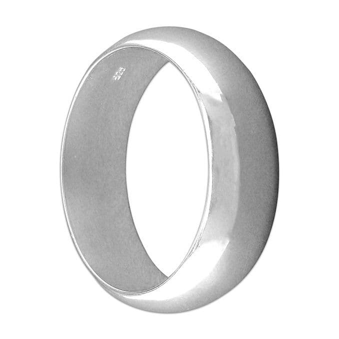 Heavy polished plain sterling silver men's wedding ring 8 mm wide rounded