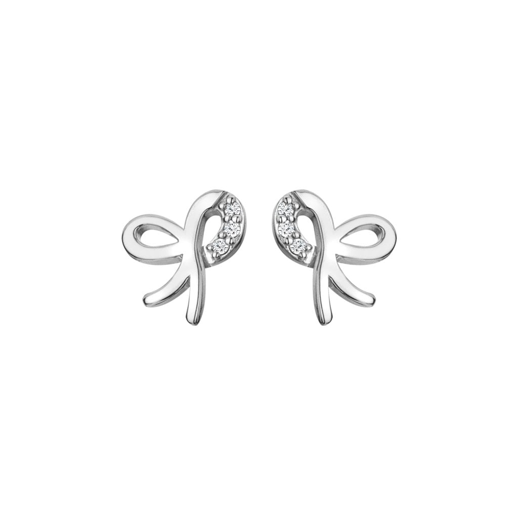 Hot Diamonds sterling silver tied ribbon bow stud earrings