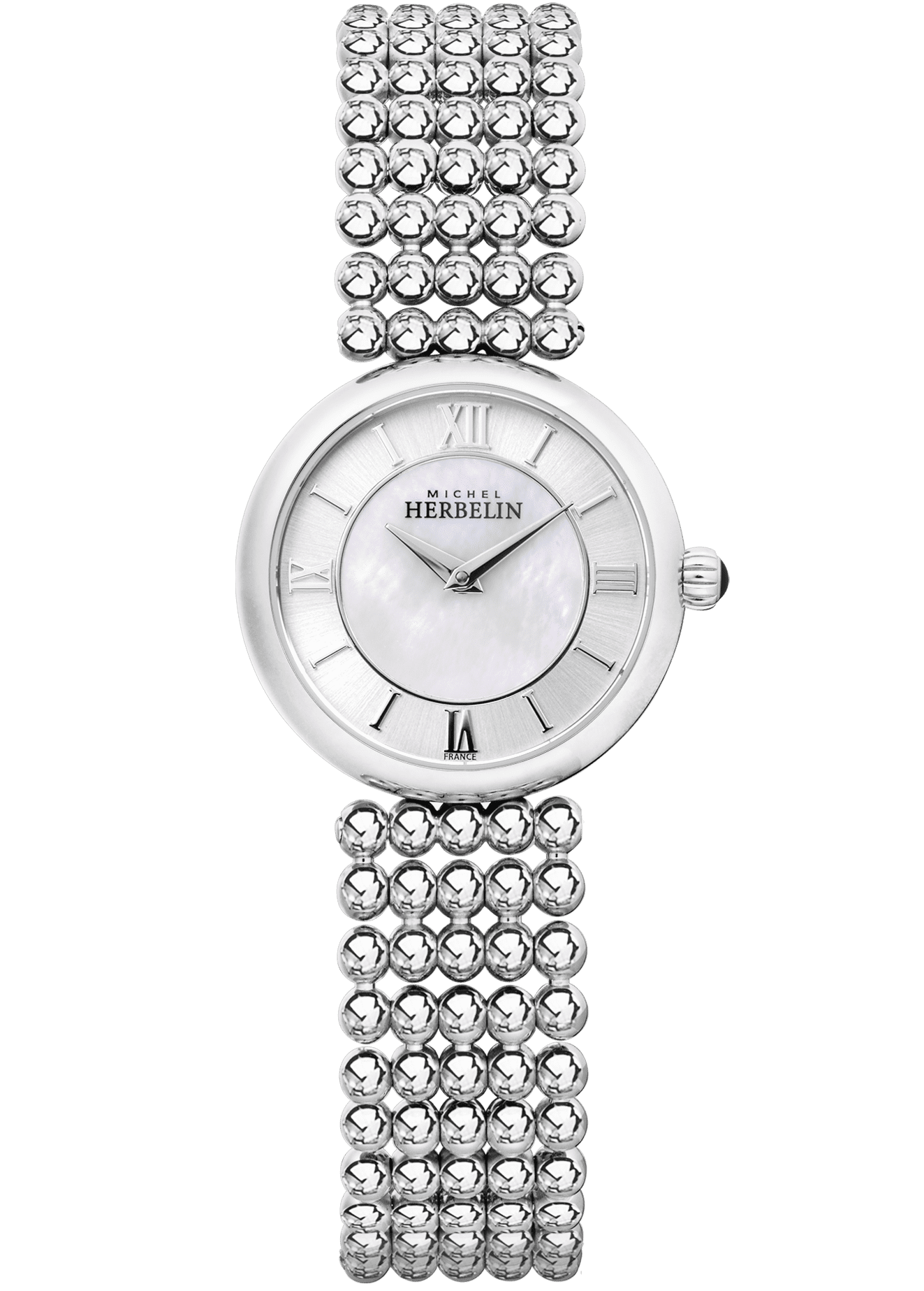 Ladies Michel Herbelin Perles Stainless Steel Round Bracelet Watch 177483/B19