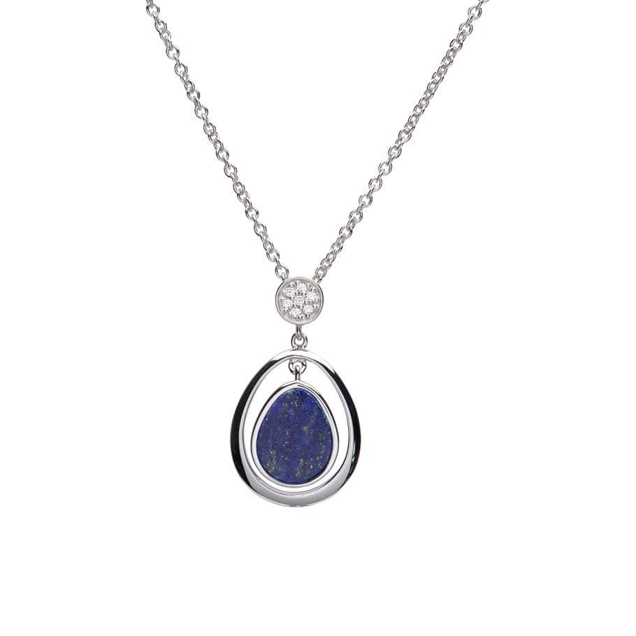 Lapis lazuli blue oval sterling silver necklace double oval