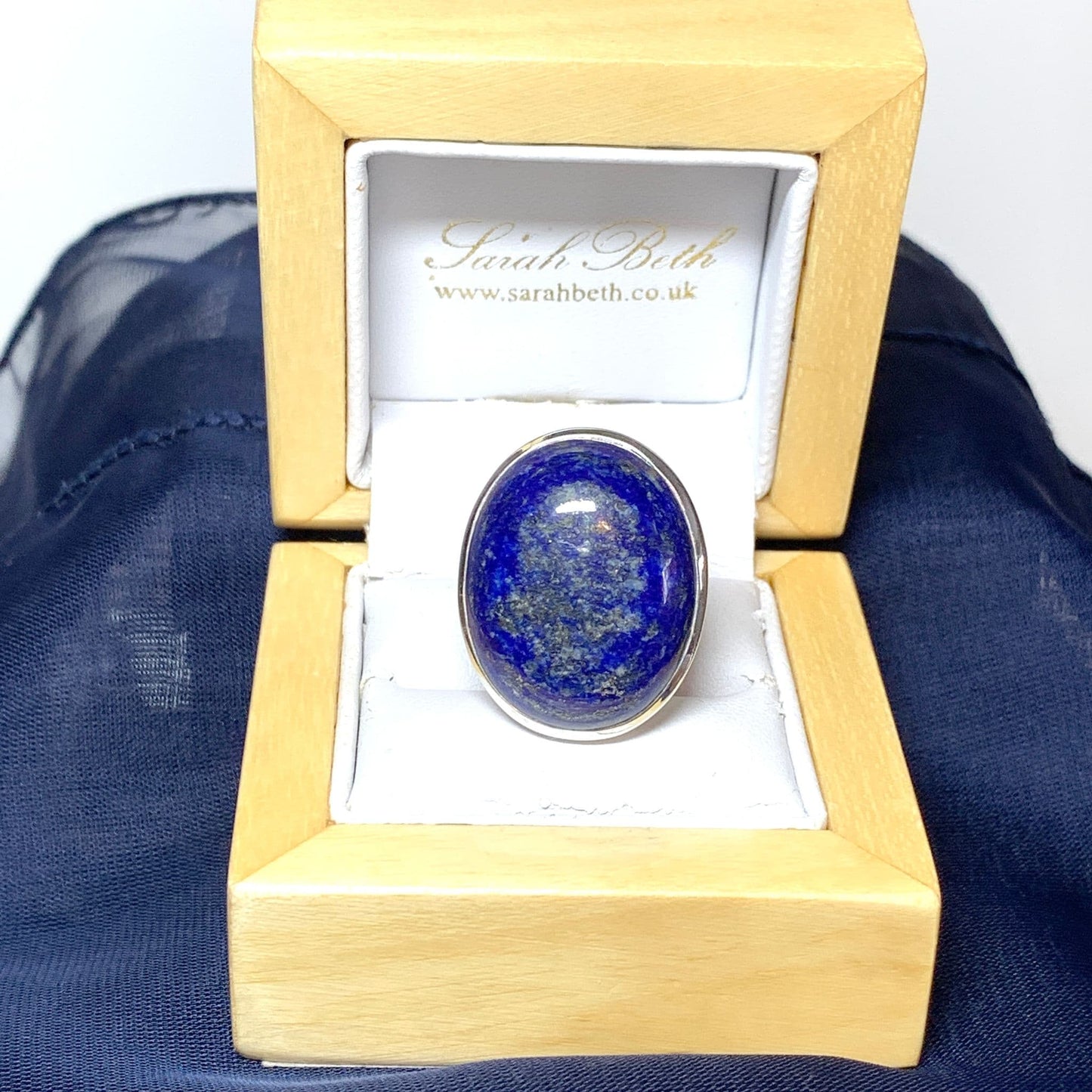 Large Oval Blue Lapis Lazuli Sterling Silver Ring