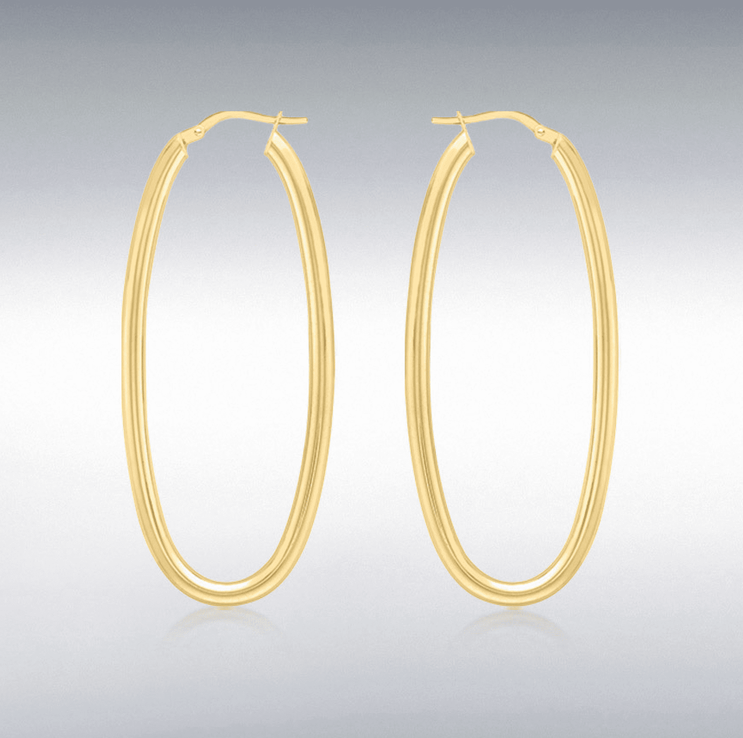 Large yellow gold oval hoop earrings