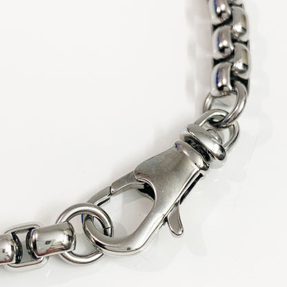 Men's oval belcher chain link solid 27g stainless steel heavyweight 9 inch bracelet