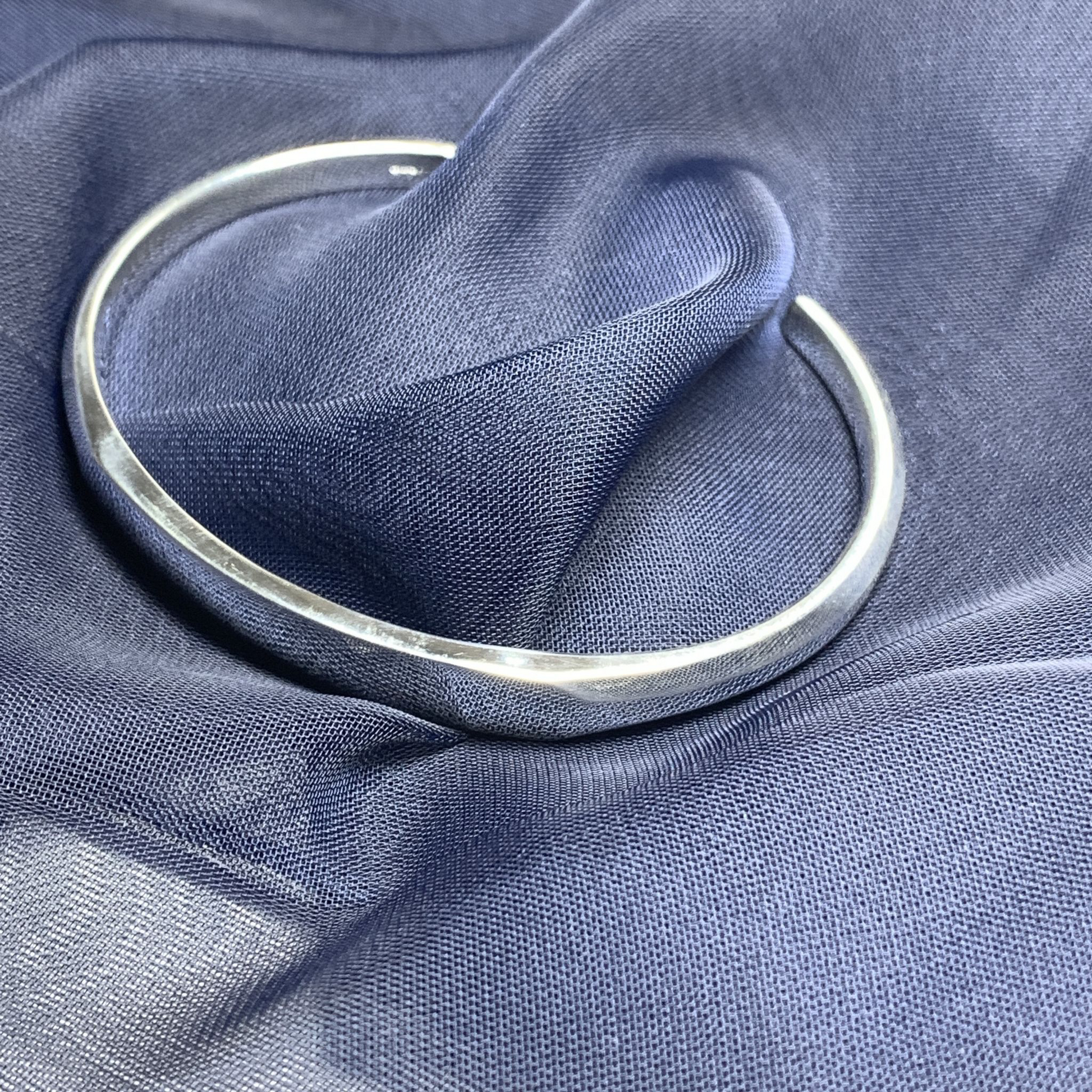 Men's solid sterling silver plain polished torque bangle