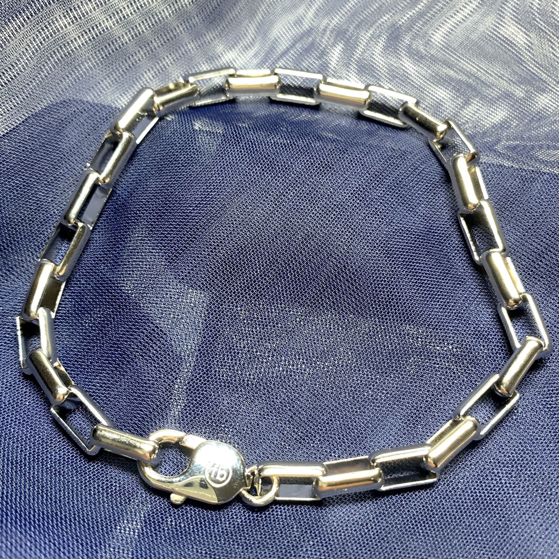Men's sterling silver box link bracelet 9.25 inches