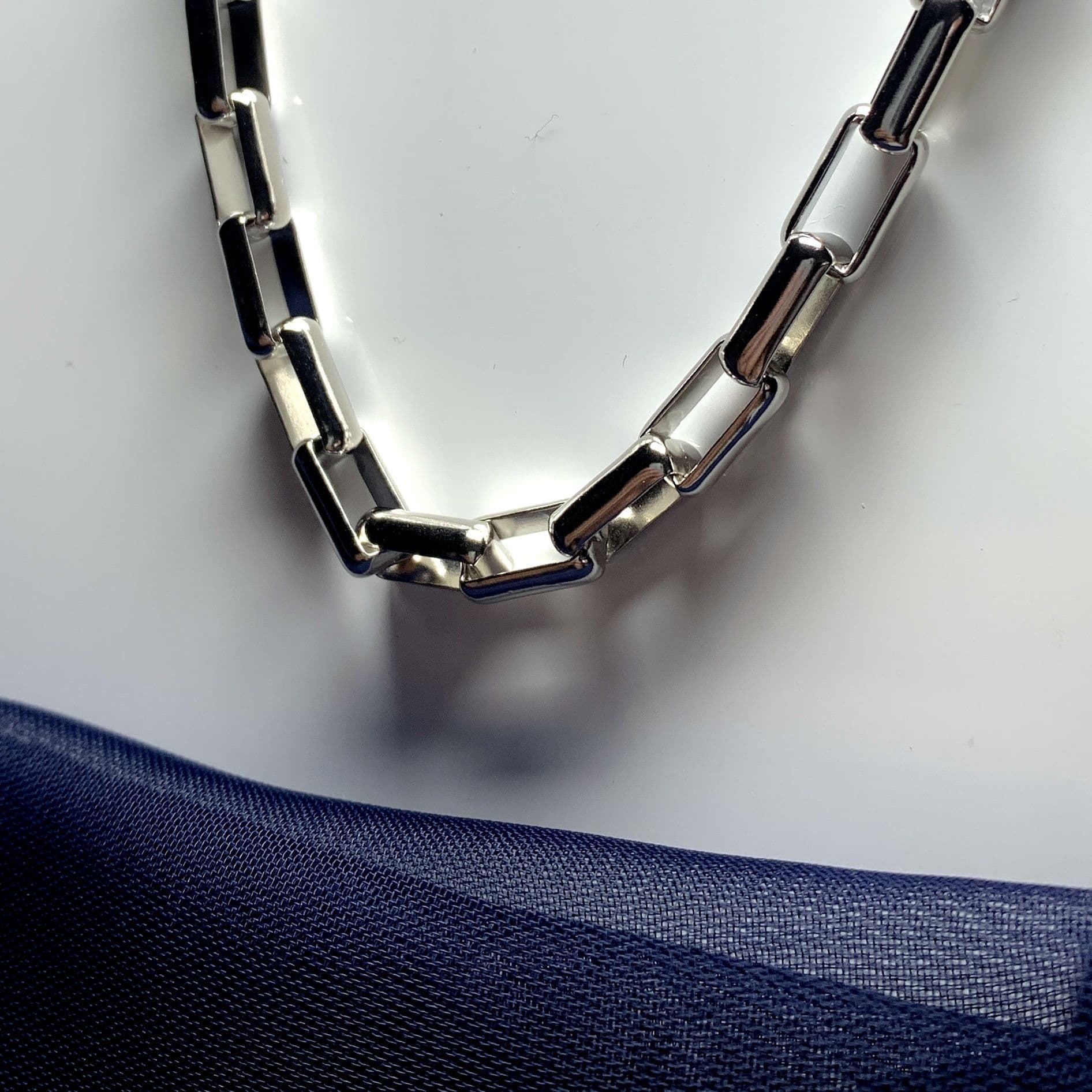 Mens silver sales box chain