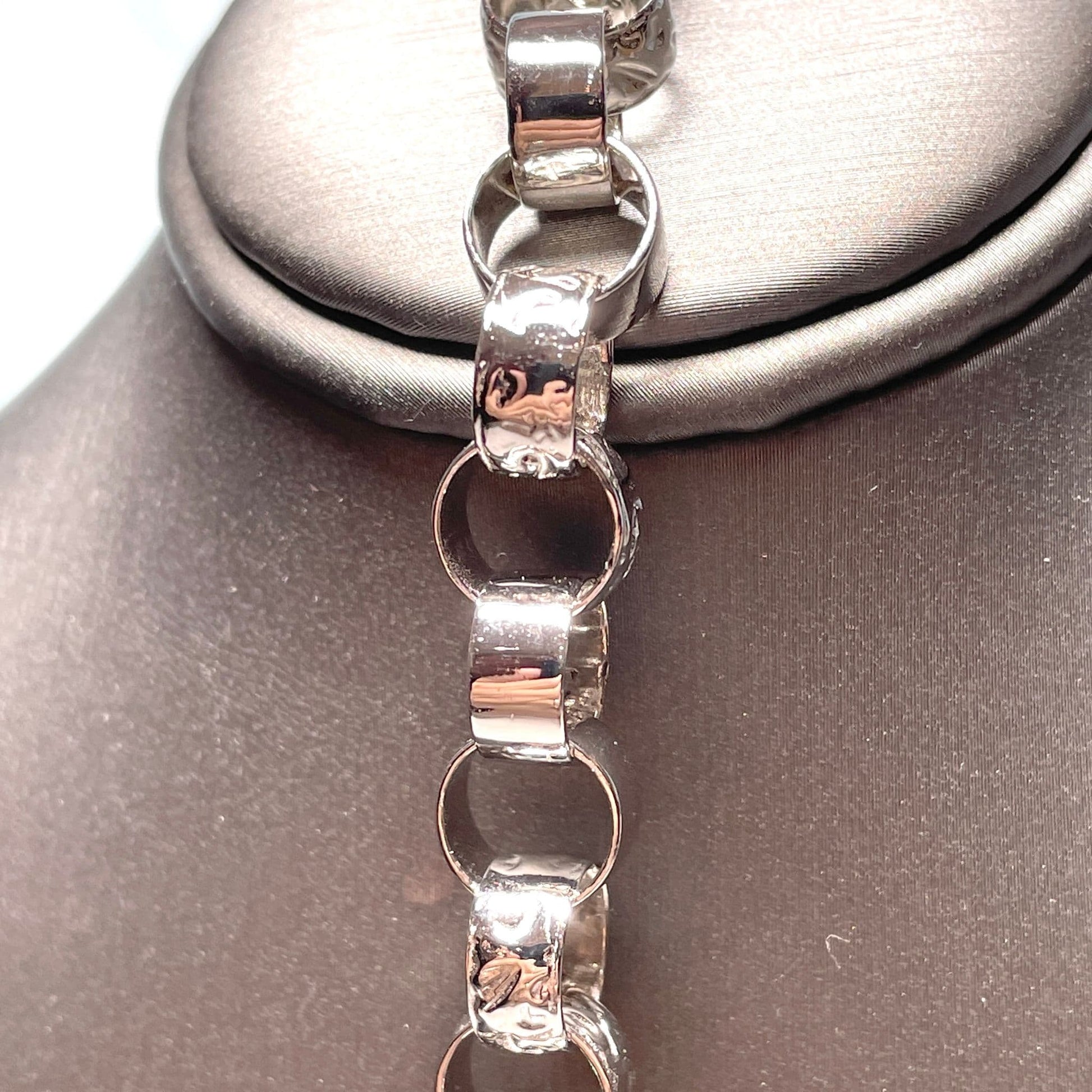 Men's sterling silver patterned round belcher bracelet