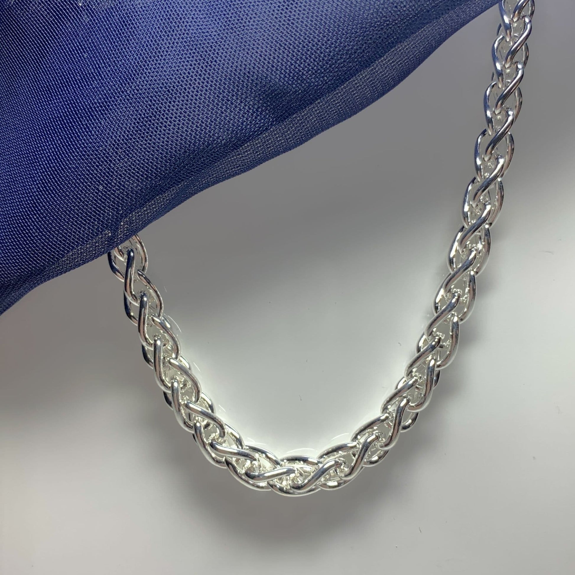 Men's sterling silver round Spiga necklace chain 22 inches