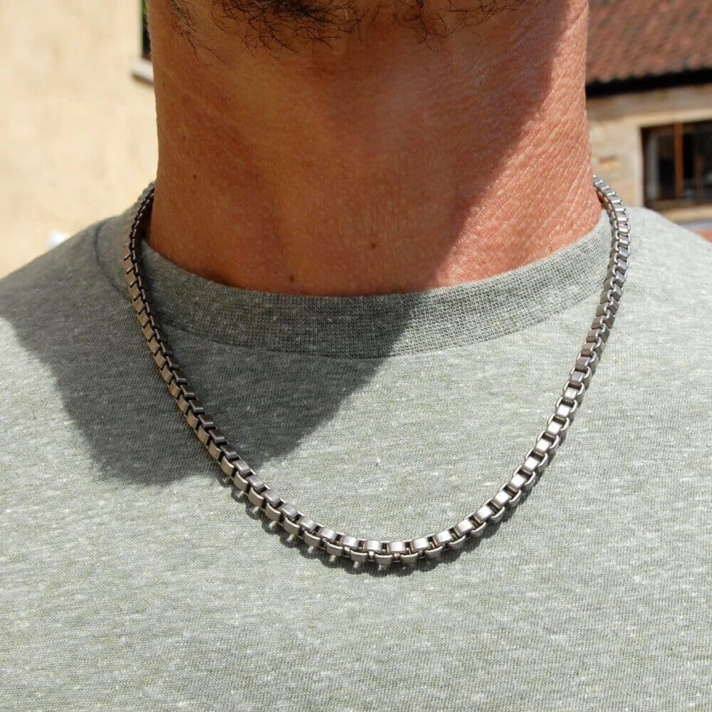 Men's Titanium Box Link Necklace Chain