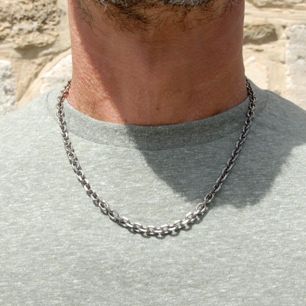 Men's Titanium Faceted Trace Necklace Chain