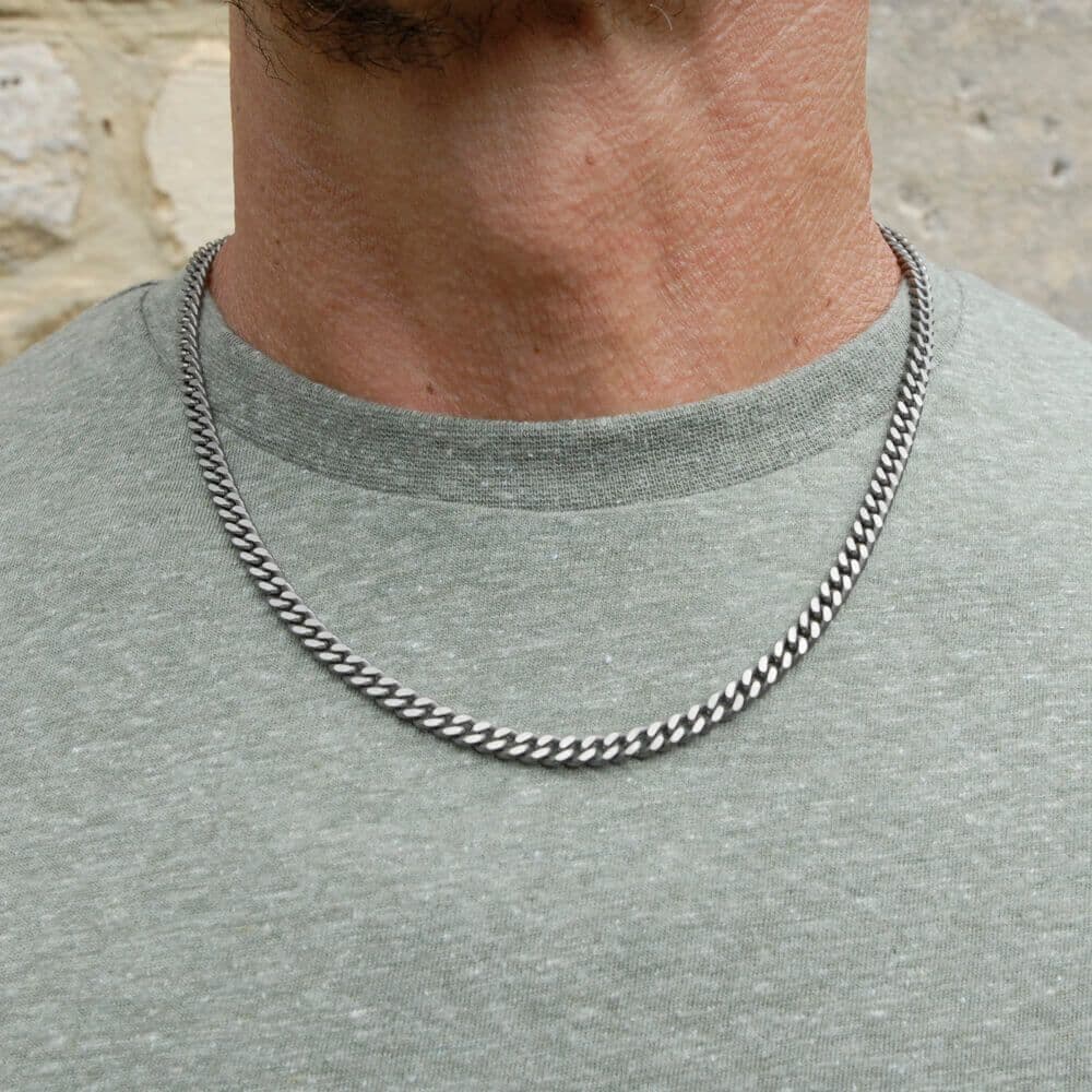 Men's Titanium Flat Curb Link Chain