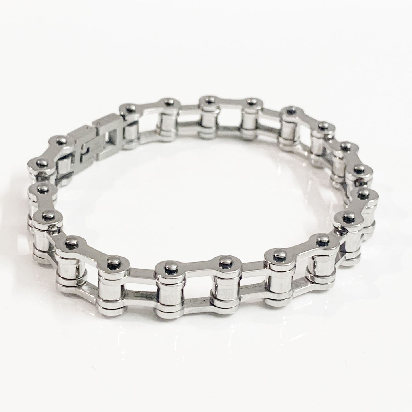Mens bicycle chain link solid 40g stainless steel heavyweight 8.25 inch curb bracelet