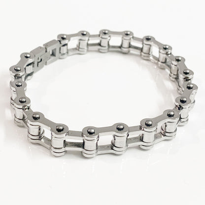 Mens bicycle chain link solid 40g stainless steel heavyweight 8.25 inch curb bracelet