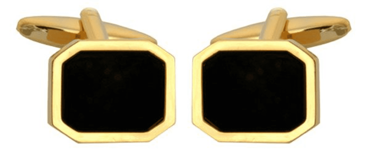 Octagonal cufflinks black onyx gold plated
