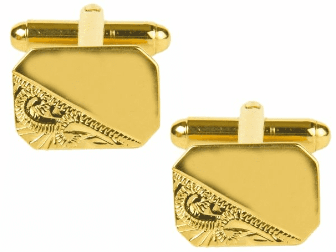 Octagonal gold plated half patterned cufflinks