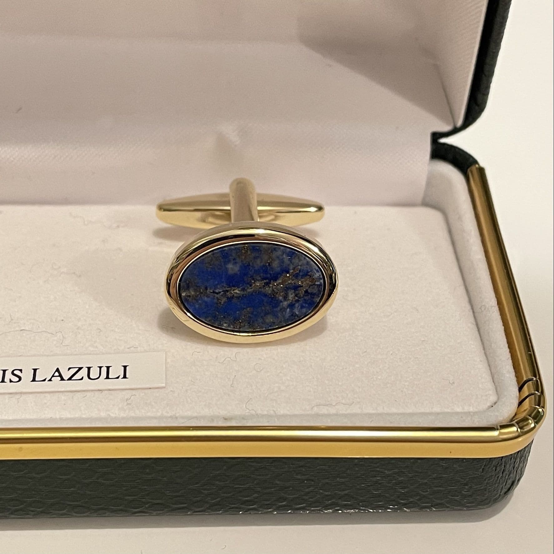 Oval Cufflinks Lapis Lazuli Blue Gold Plated