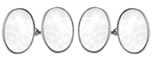 Oval cufflinks white mother of pearl sterling silver