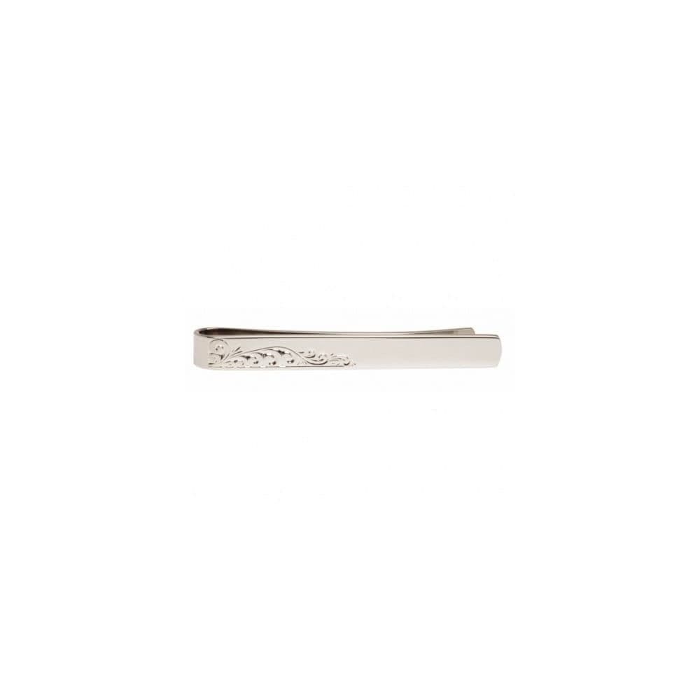 Patterned Tie Clip Bar Silver Plated