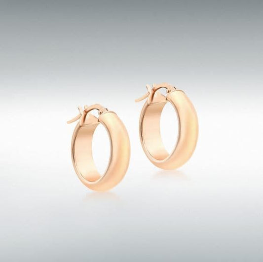 Plain Polished Round Rose Gold Hoop Earrings