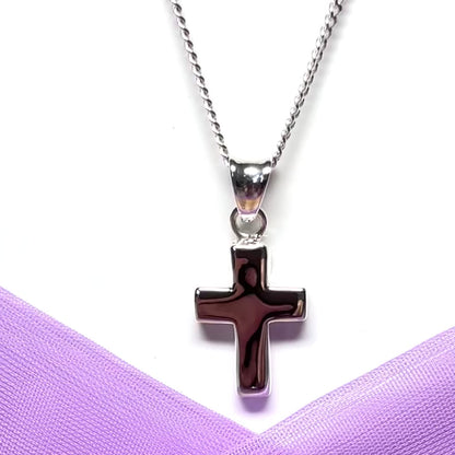 Small cross sterling silver plain polished small thick stumpy cross