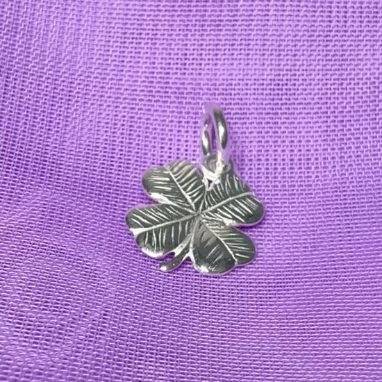 Lucky Sterling Silver Four Leaf Clover Solid Charm, simply stunning
