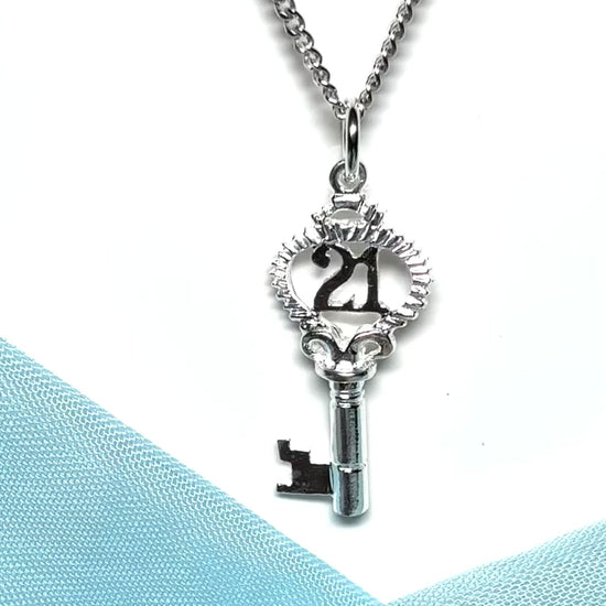 21 Key sterling silver necklace pendant including chain