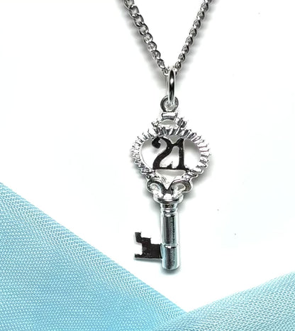 21 Key sterling silver necklace pendant including chain