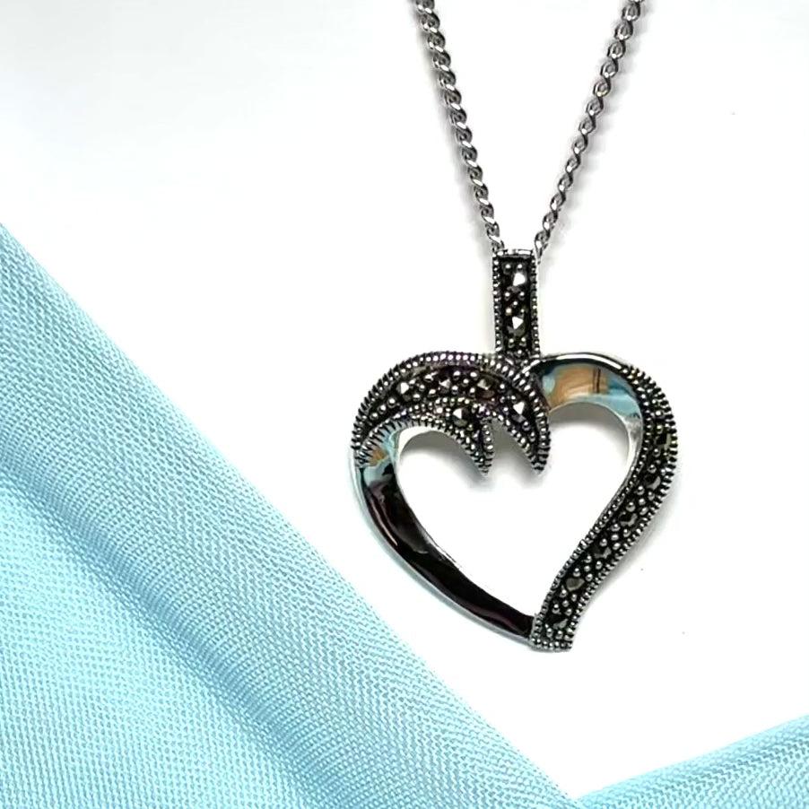 Heart shaped sterling silver necklace