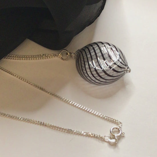 Black and white Real Murano necklace bubble pendant