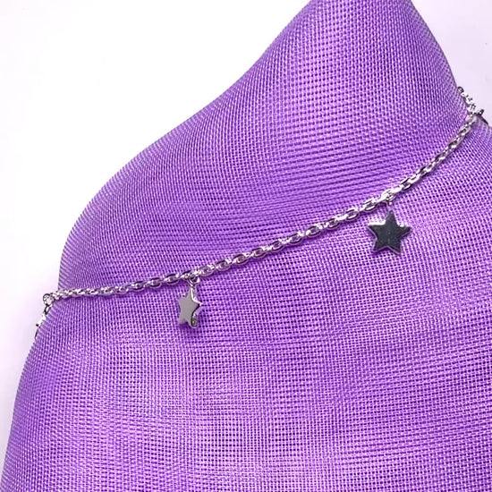 Star shaped charm bracelet ladies solid sterling silver