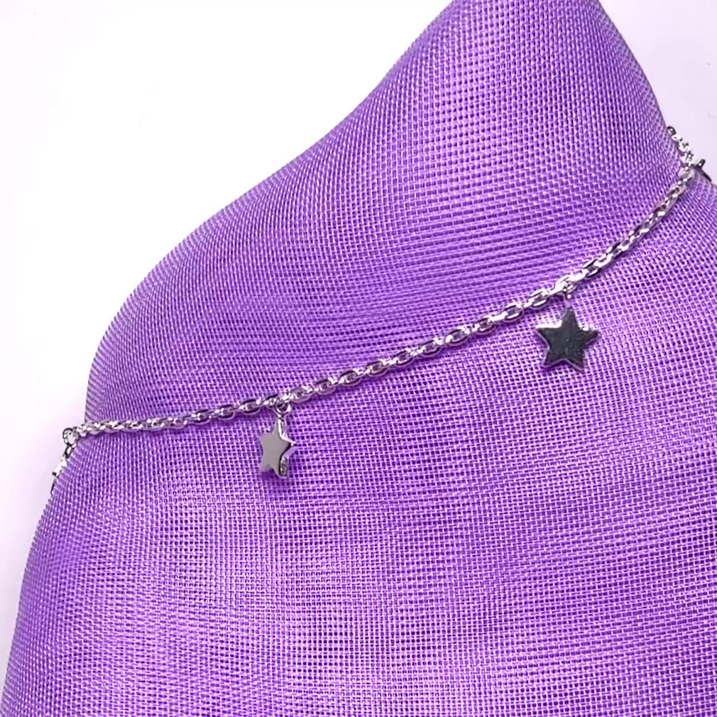 Star shaped charm bracelet ladies solid sterling silver