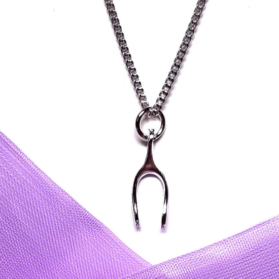 Wishbone necklace pendant sterling silver including chain
