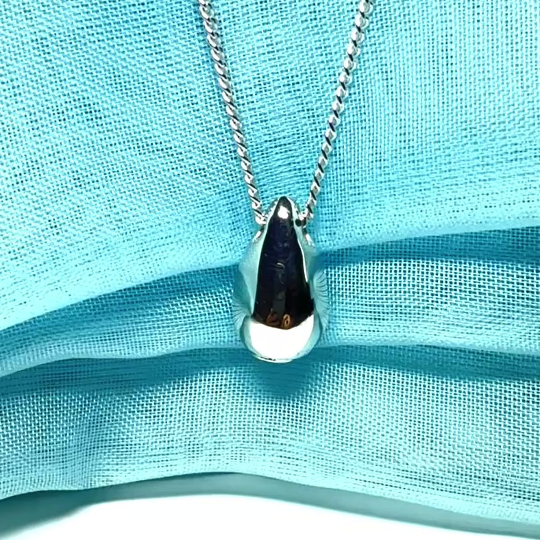 Memorial ashes necklace solid sterling silver teardrop shaped pendant including chain