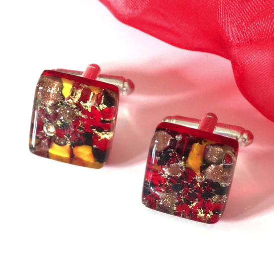 Jewel Red Real Murano Glass Cufflinks