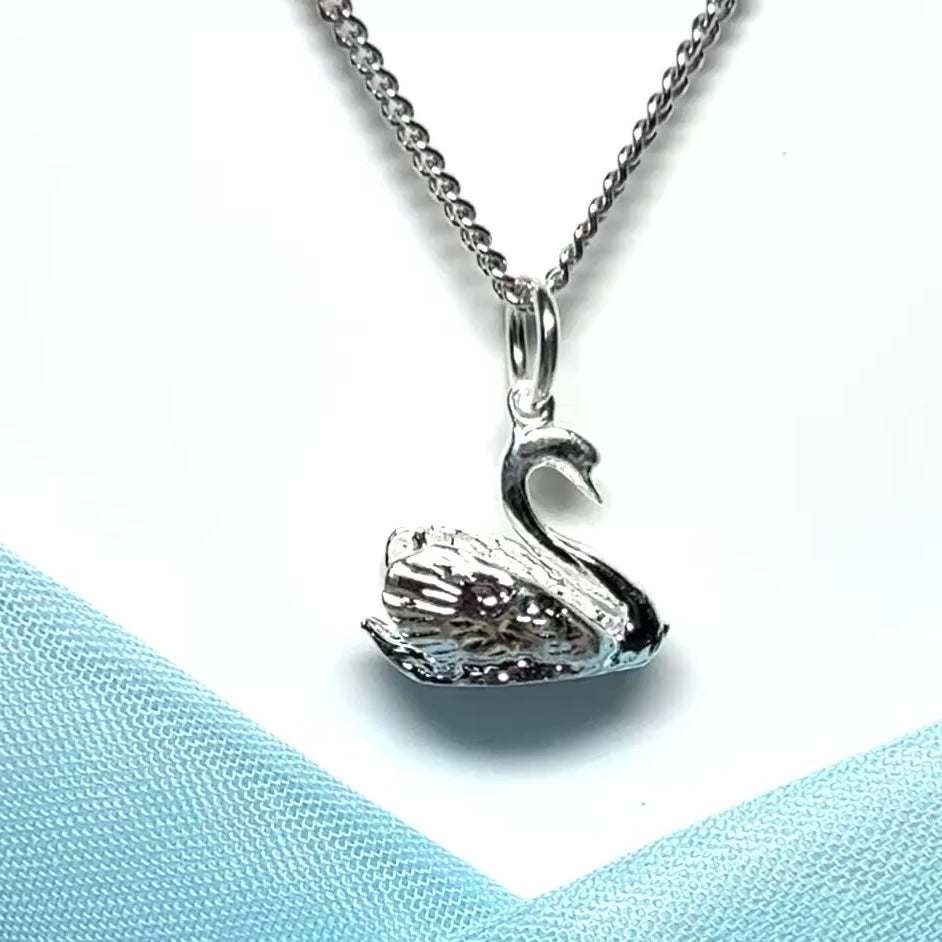 Swan shaped  necklace sterling silver pendant