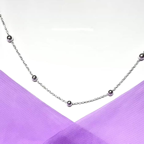 Ball bobble shaped charm necklace ladies solid sterling silver chain