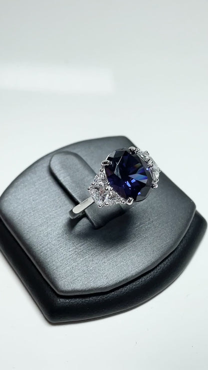 Large blue coloured cocktail ring