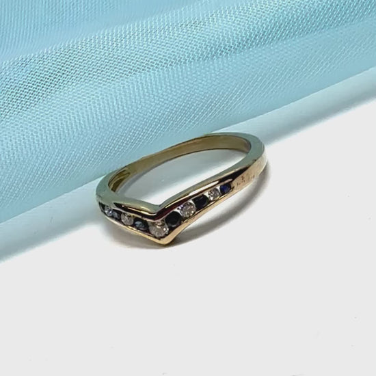 Wishbone Sapphire And Diamond Yellow Channel Set Gold Ring