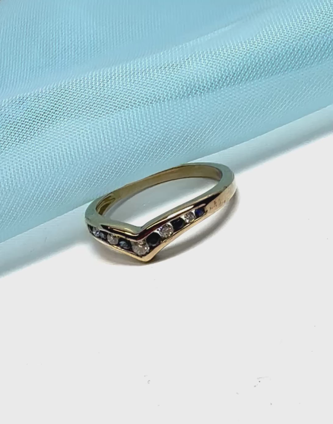 Wishbone Sapphire And Diamond Yellow Channel Set Gold Ring