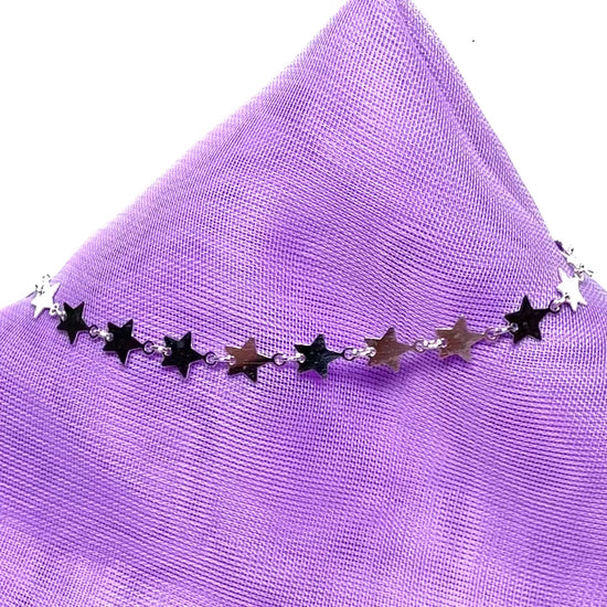 Bracelet ladies star link design sterling silver or anklet