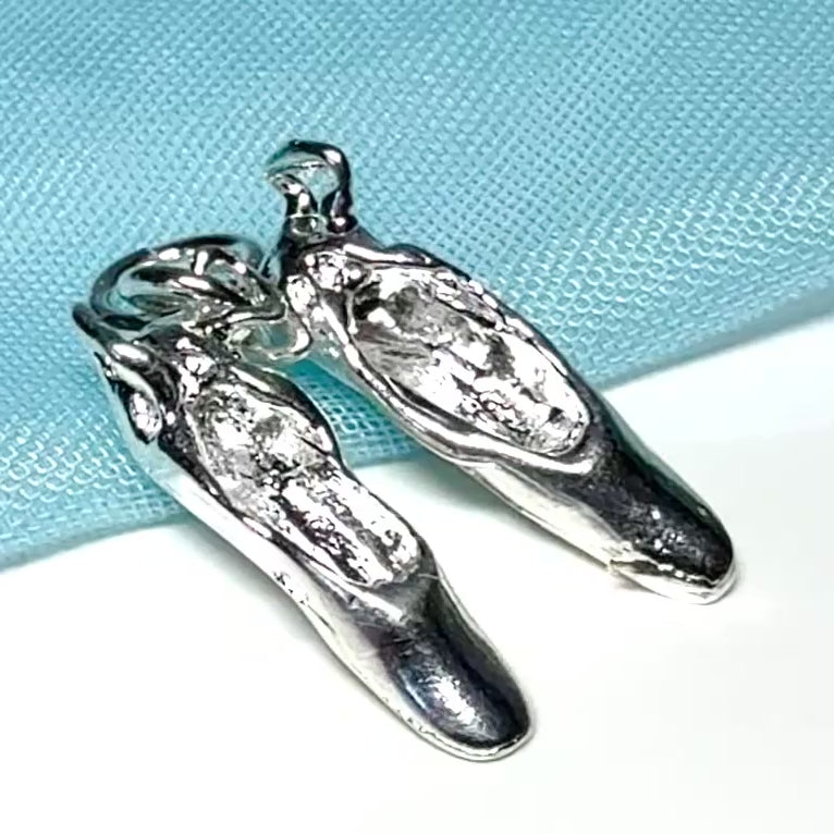 Ballet slippers solid charm sterling silver ballerina slippers