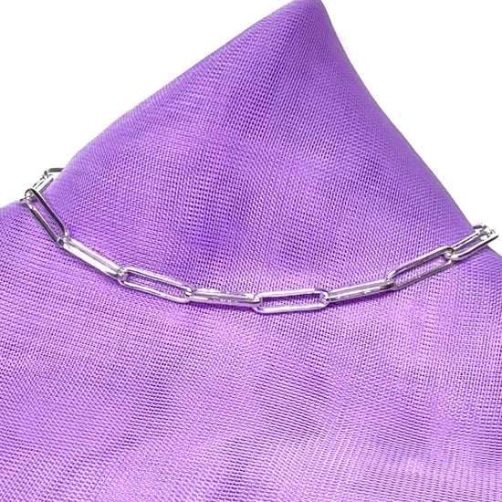 Ladies sterling silver long paperlink bracelet solid link