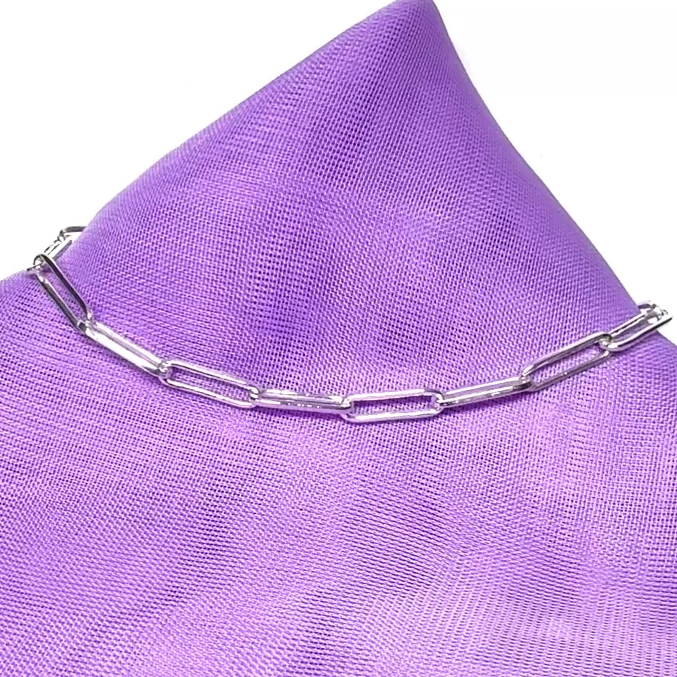 Ladies sterling silver long paperlink bracelet solid link