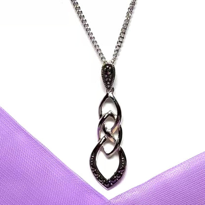 Real marcasite necklace open designed sterling silver pendant