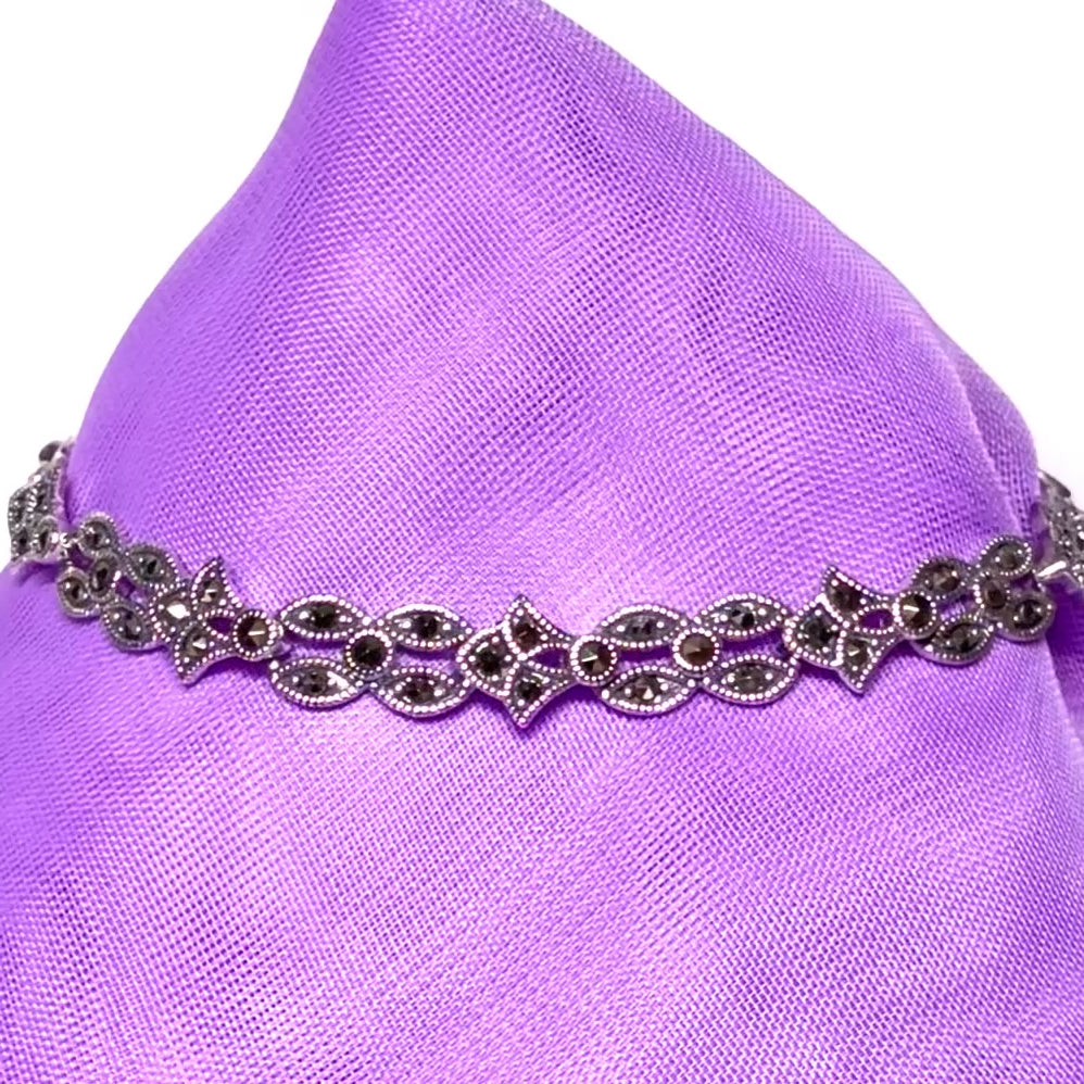 Real marcasite sterling silver bracelet fancy link shape