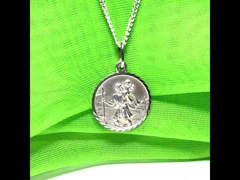 Sterling Silver Round St. Christopher 18 mm