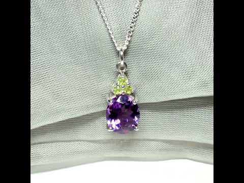 Video of a real amethyst and real peridot necklace sterling silver
