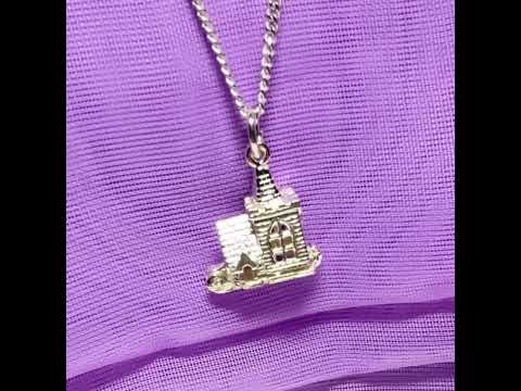Video of Sterling Silver Church Solid Necklace Pendant on chain